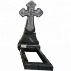 Modern Style Black&White Granite Headstone with Cross Monuments