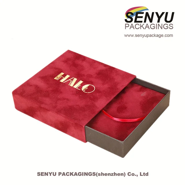 flock paper   paperboard gift packaging box for ring necklace