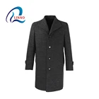 High quality professional black yarn dyed wool winter elegant long coat for men