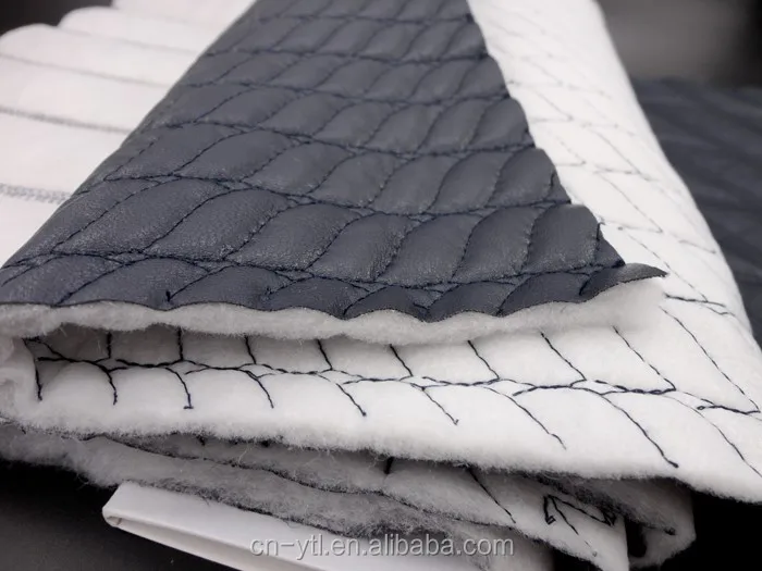 服装面料制造商聚酯纤维填充绗缝 rexine 皮革面料