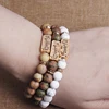 Hot sell high quality "powerful" letter mens bracelets natural stone bead bracelet