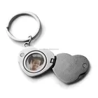 wholesale cheap custom family photo heart shaped metal keychain for souvenir
