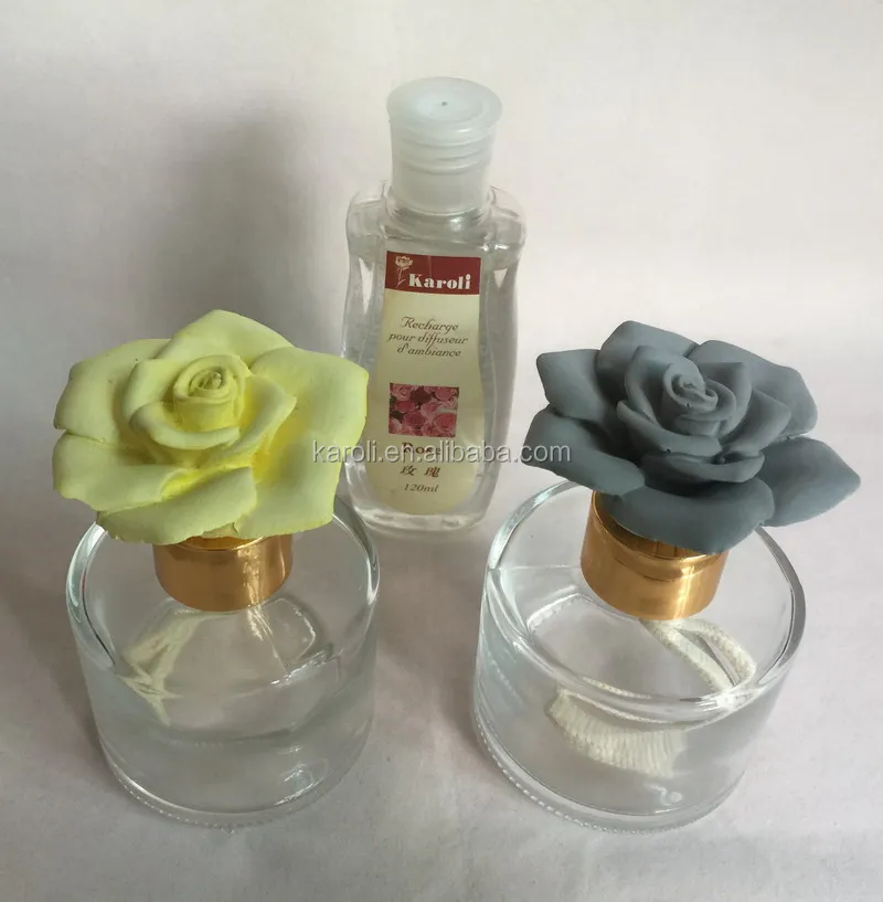 promtion gift aroma oil ceramic flower with glass holder