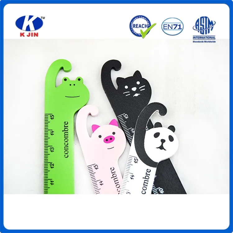 2016 hot sale 15cm funny animal shaped wooden ruler for school or office