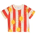 Wholesale toddler summer outfit red short sleeve striped sun printed unisex kids t-shirts