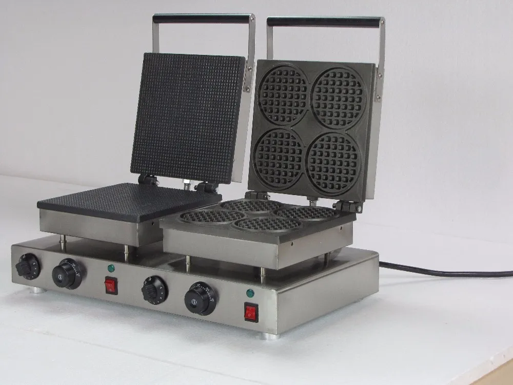 Double Head 220v Commercial Electric rectangle cone waffle baker _round waffle maker