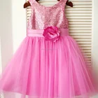 Hot Pink Sequin Tulle Wedding Flower Girl Dress