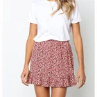 Sweet Style Women Mini Skirt Irregular Polka Dots Print Chiffon Short Skirt