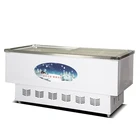 1.6m supermarket refrigeration equipment island chest freezer sliding glass display cooler