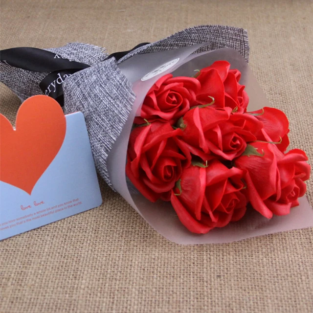 rose flower bouquet made in soap best gift for girlfriend
