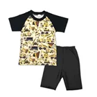 excavator Printed Kids short sleeves Top +Pure cotton shorts Wholesale baby boy t shirts Baby Clothing Sets