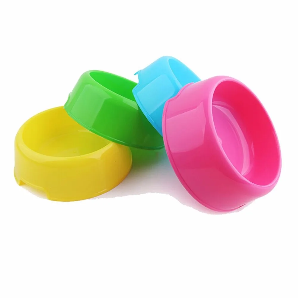 Pet Supplies Plastic Candy Colors Single Dog Bowl, Dog Cats Rabbits Food Bowl, Puppy Dog Feeder Travel Water Bowl(Random Color )