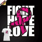 Wholesale custom Fight Hope and Love Advanced PU Heat Transfer for Breast Cancer iron on vinyl designs for T-shirts