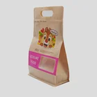 Food Packing Fancy Printing Kraft Paper Flat Bottom Ziplock Bag