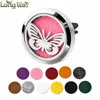 Stainless Steel Butterfly Pattern Magnetic Round Aromatherapy Essential Oil Car Diffuser Locket Pendant