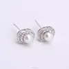 925 sterling silver jewelry cubic zirconia stud earrings fresh water pearl earring findings
