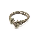New Fashion Genuine Leather Braided Anchor Wrap Bangle Bracelet Silver Nautical Jewelry Mens Bracelet
