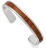Customized Italian stainless steel wood inlay bangle bracelet