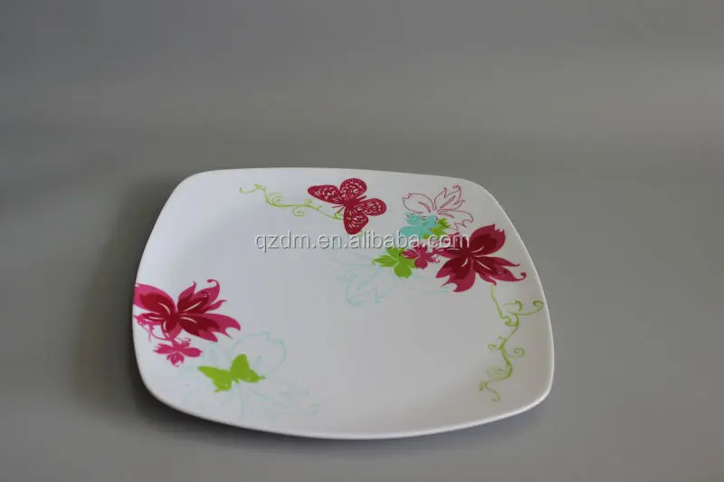 Square Melamine Dessert plate butterfly printing