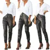 Black Polyester Button Fly Mid Patchwork Sequin pencil Pants