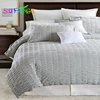 Satin strip wholesale comforter sets luxury bedding set white duvet cover hotel bedsheet