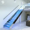 Hot sale LED glass stainless steel staircase straight