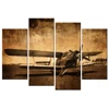 4 Pieces Vintage Style Aircraft Canvas Photo Prints Old Plane Wall Picture Canvas Art Decor Wholesale Home Goods FO062901