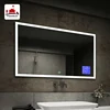 High tech new type rectangular illuminated mirrors led lighted clock bathroom mirror weather display