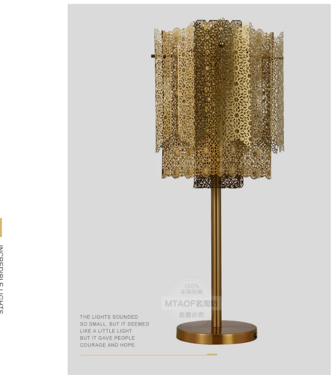 Custom popular modern stainless steel metal hollow desk reading standing table lamp