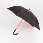 red and black double layer umbrella abaya with red seam and pole