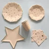 2019 Baby Shower Decoration Disposable Birthday Paper Plate Set Pink Gold Star Design