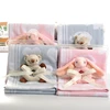 Summer Infant Babys Sleeping Blanket Gift Toy 100% Organic Cotton Jacquard Knitted Baby Swaddle Blanket With Handbell