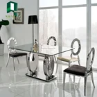 Dining Table Most Popular Wedding Banquet Stainless Steel Glass Dining Table