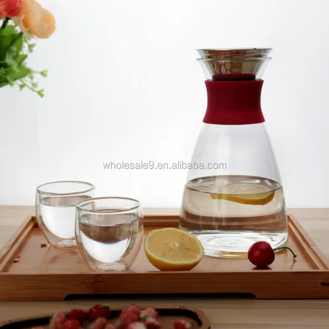 teapitcher,pitcherplant water carafe with stainless steel lid, glass iced tea pitcher