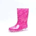 Girls lovely wholesale transparent anti-slip sole red cheap children fashionable waterproof shoe for kid pvc rain boots