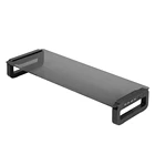 Transparent tempered glass ergonomic LCD computer desktop dual monitor riser stand with USB hub 2.0 3.0