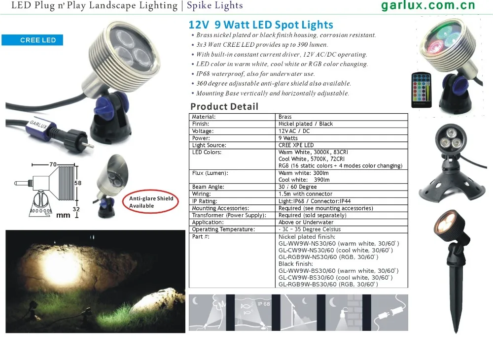 Ip68防水屋外led照明12ボルトledガーデンライト仕入れ・メーカー・工場