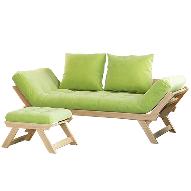 Simple Design Home Living Room Solid Wood Fabric Folding Sofa Bed