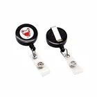 Retractable id Badge Holder,Custom drop glue logo pull yoyo Badge reel holder with Metal clip
