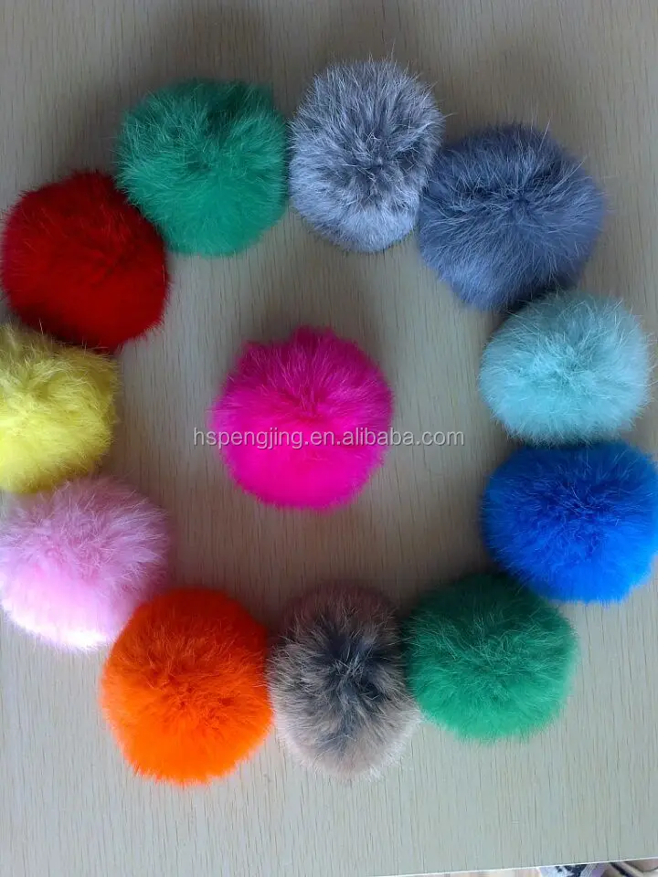 多色とかわいい100％pompom本物のウサギの毛皮の装飾のための仕入れ・メーカー・工場