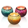 wholesale decorative tin colorful lotus jasmine scented soy wax glass mosaic candles