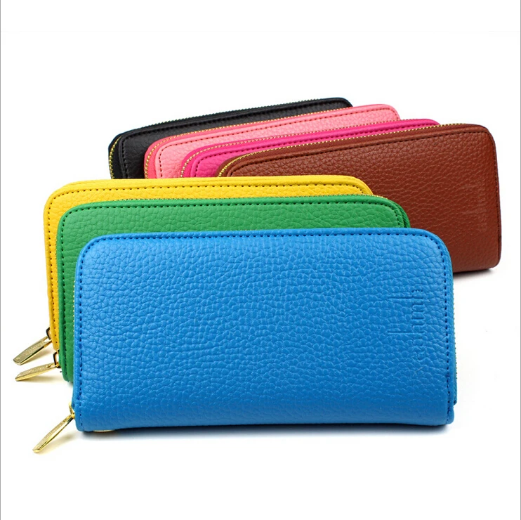 2015 new arrival wallet fashion solid pu leather long style brand designer women wallets hot sale 7 color purses free shipping
