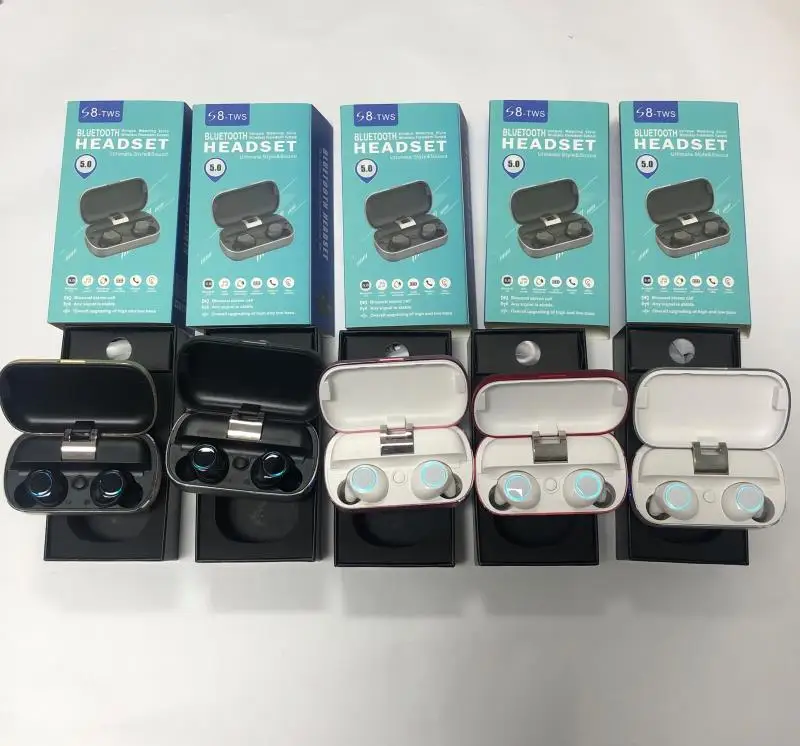 S8 TWS Bluetooth Earbuds Wireless Noise Cancelling Black Wireless Earbuds Sweatproof Wireless Earphones - ANKUX.COM