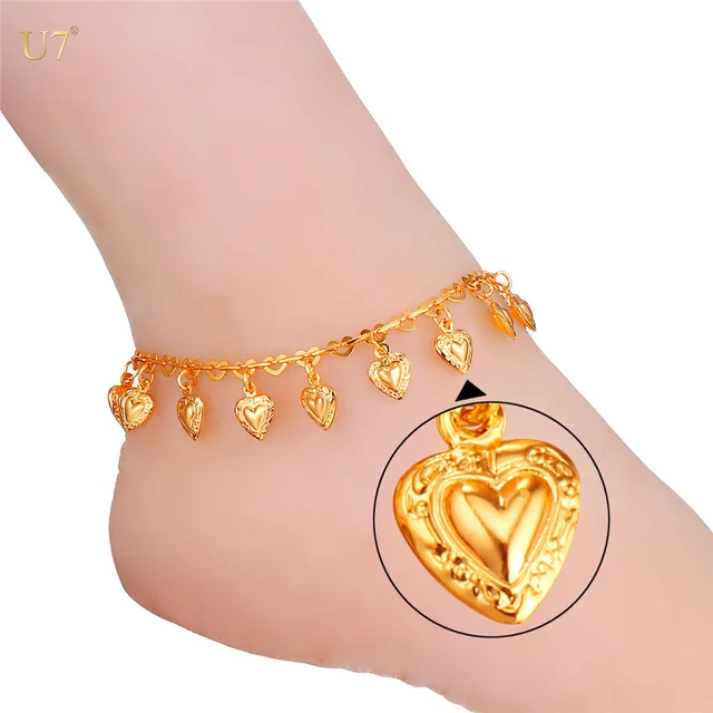 indian summer jewelry gold plated heart anklet for girls