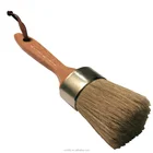 High quality round head chalk paint wax brush pure hog hard wooden handle 2 inch head paint brush with bristle hair