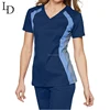 OEM factory new style elegant V neck short sleeve nurse uniform with pocket