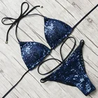 OEM customize swimsuit beautiful women sexy bathing suit sequins bikini