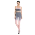 Custom Sports Apparel 2 Pieces Ombre Yoga Set Bodybuilding Fitness Athletic Apparel Woman Yoga Sets