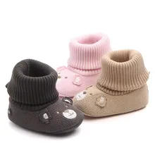 Baby Boy Girls Warm Knit Crochet Socks Toddler Infant Wool Boots Crib Shoes