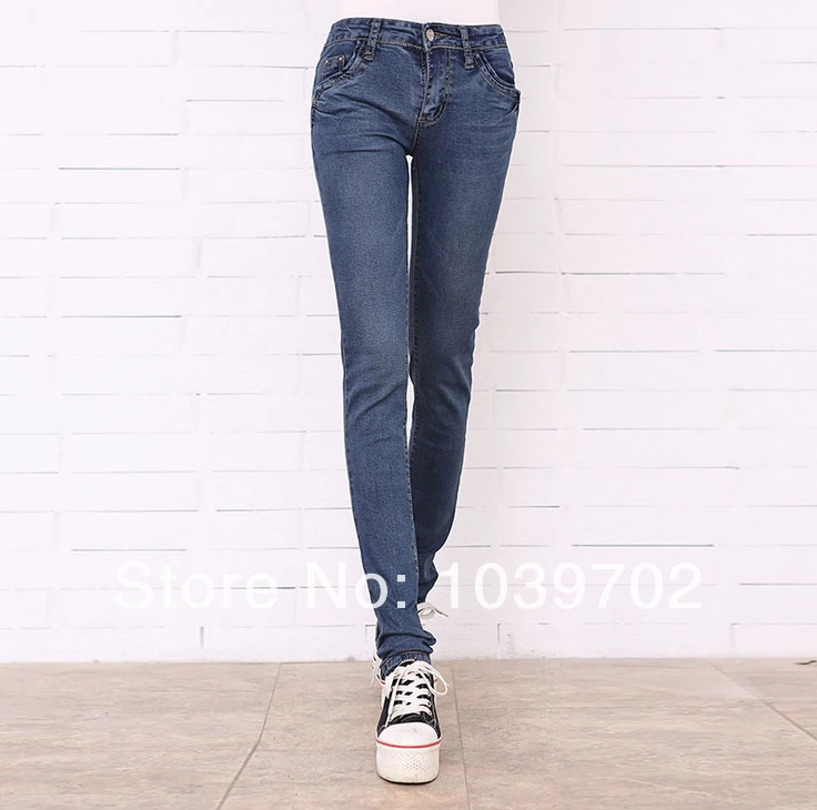 2014 Spring hot selling dark blue skinny jean high quality material jean made simple jean